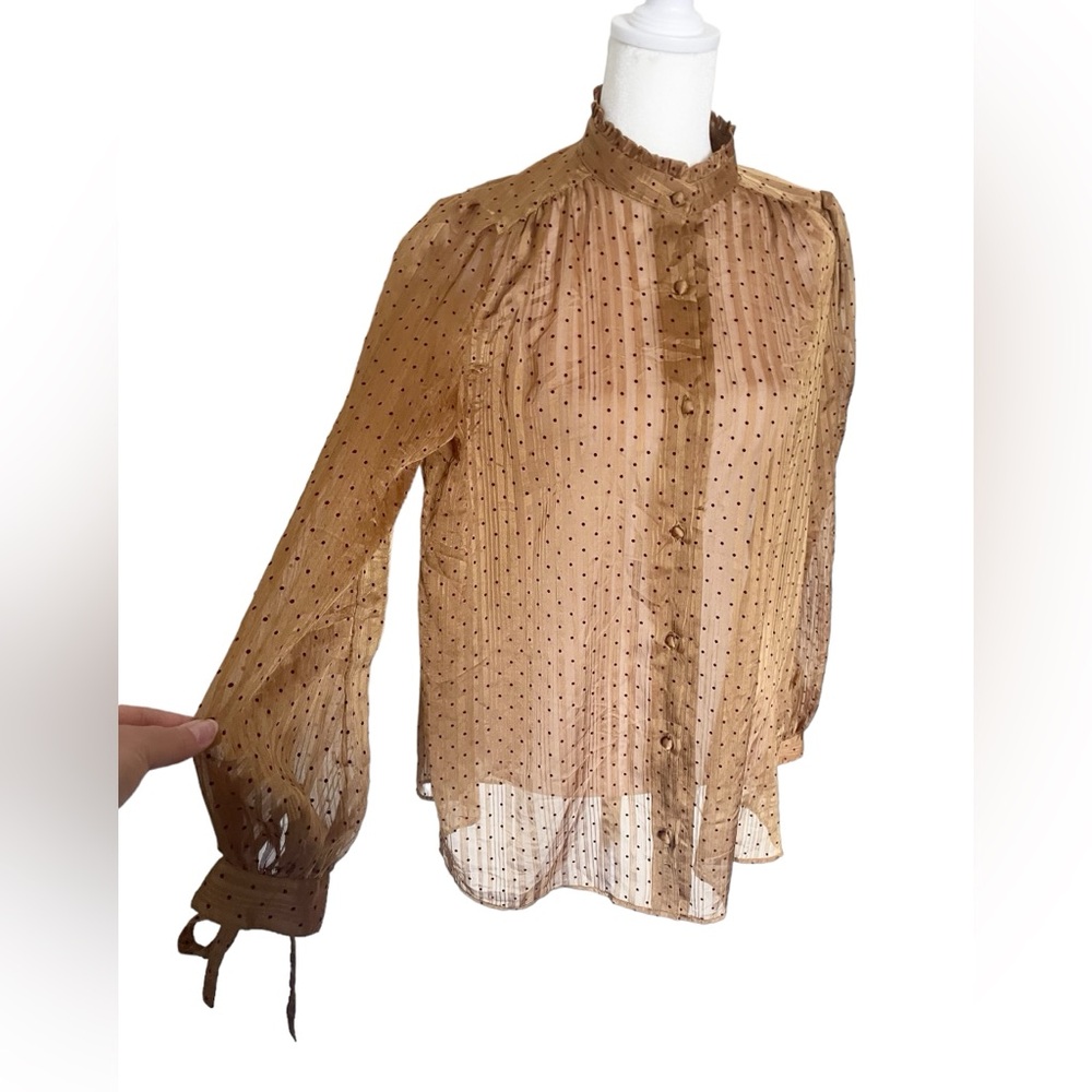Moussy Dot Button Down Blouse in Gold
